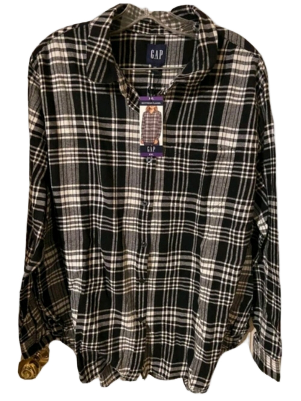 Gap Boyfriend Flannel Womens Knit Button Up Top